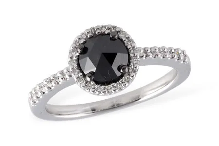 Diamond & Black Diamond Ring in white gold