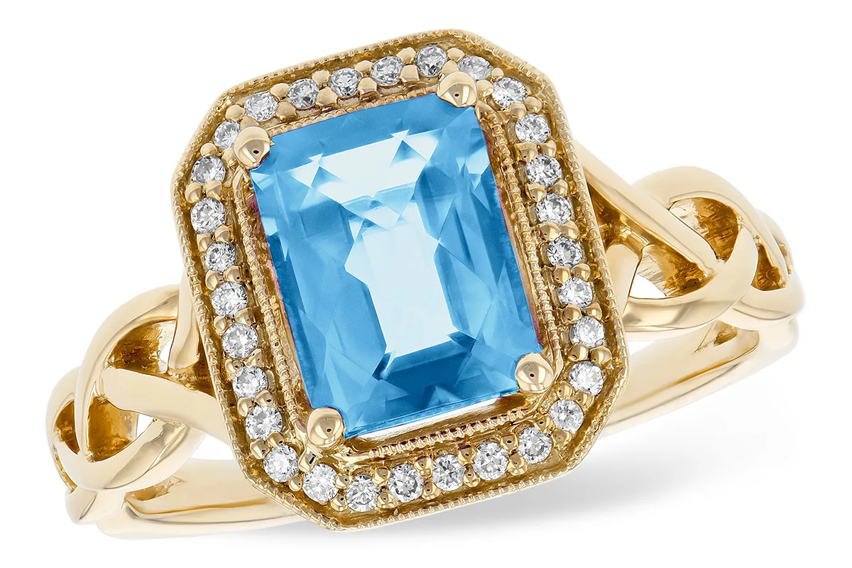 Blue Topaz Ring in yellow gold
