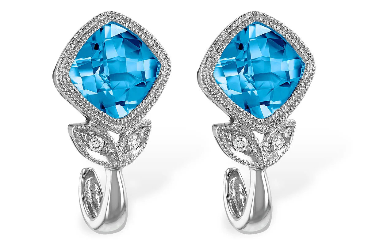 Blue Topaz Earrings in white gold