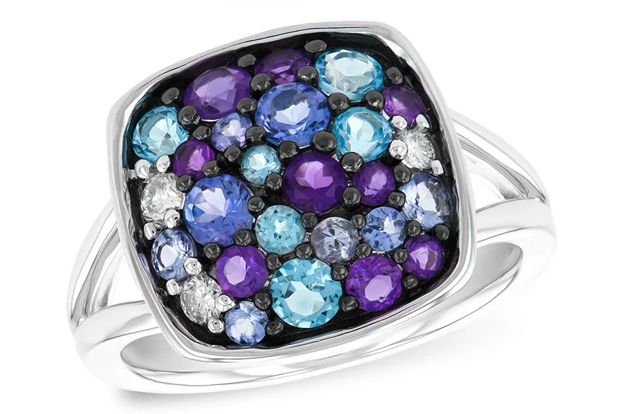 Multi-Color Gemstone Ring in white gold