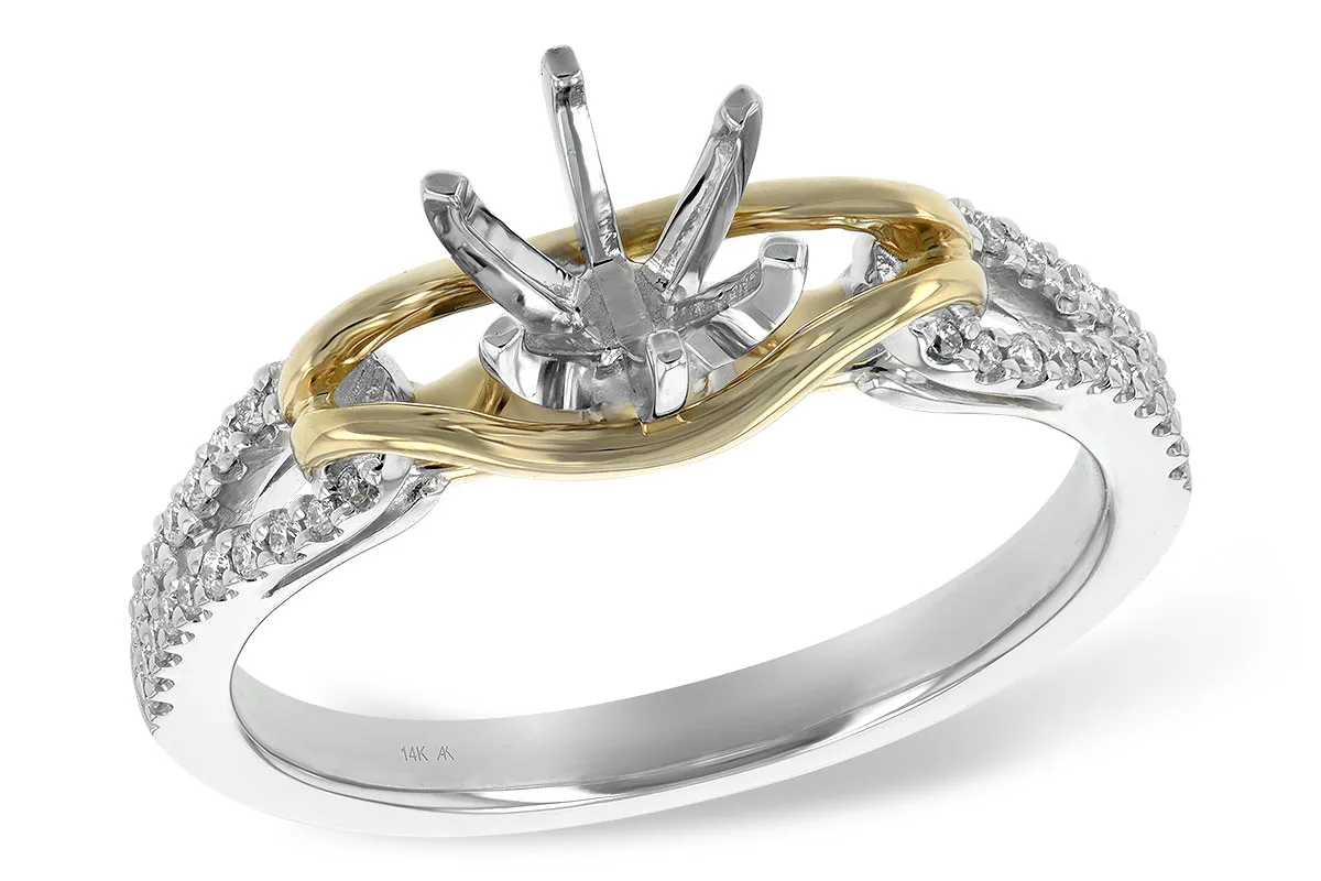 Diamond Semi-Mount Engagement Ring in two-tone (reversed)