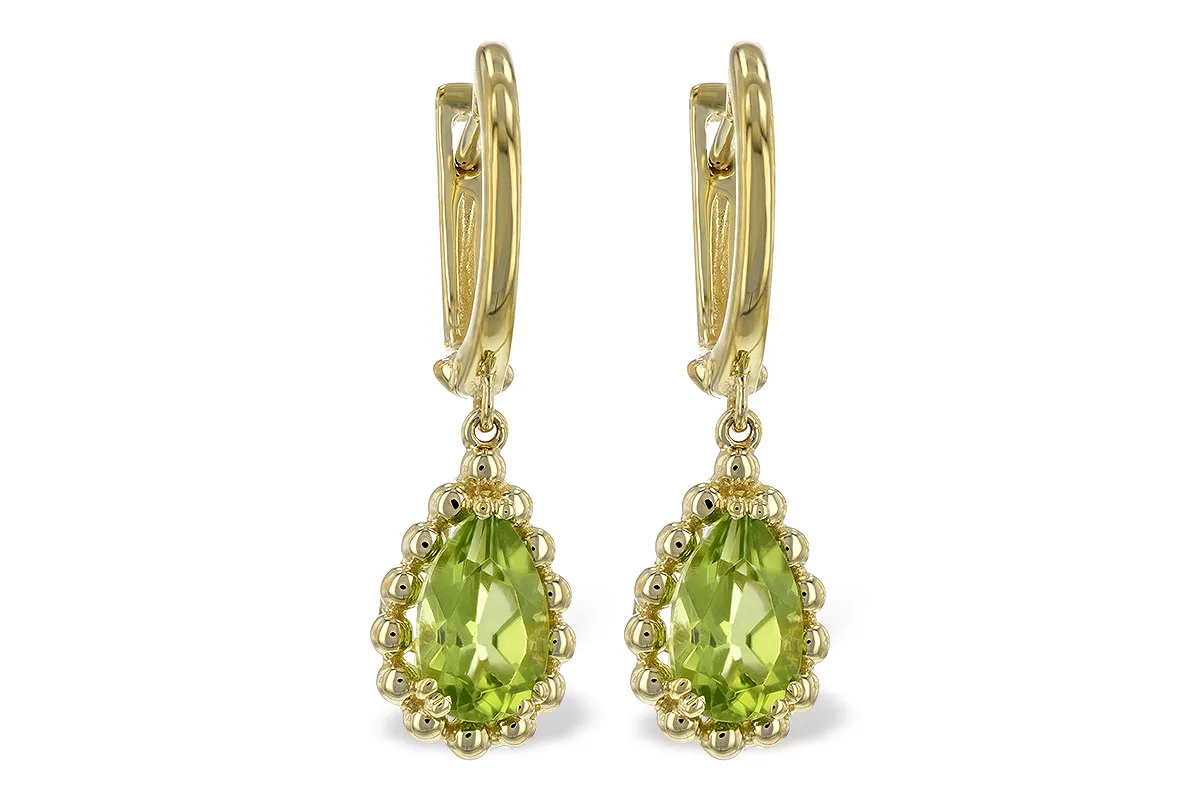 Peridot Earrings in yellow gold