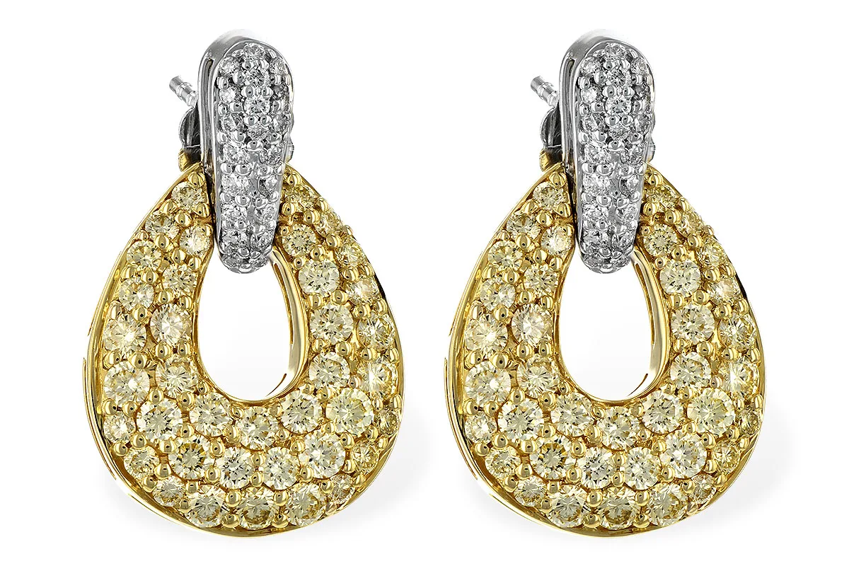 Yellow Diamond Earrings in two-tone