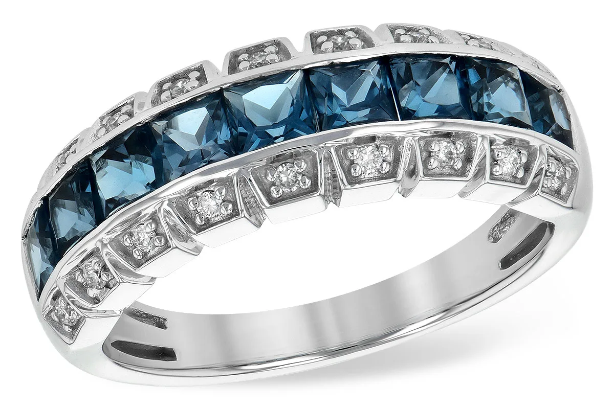 London Blue Topaz Wedding Band in white gold