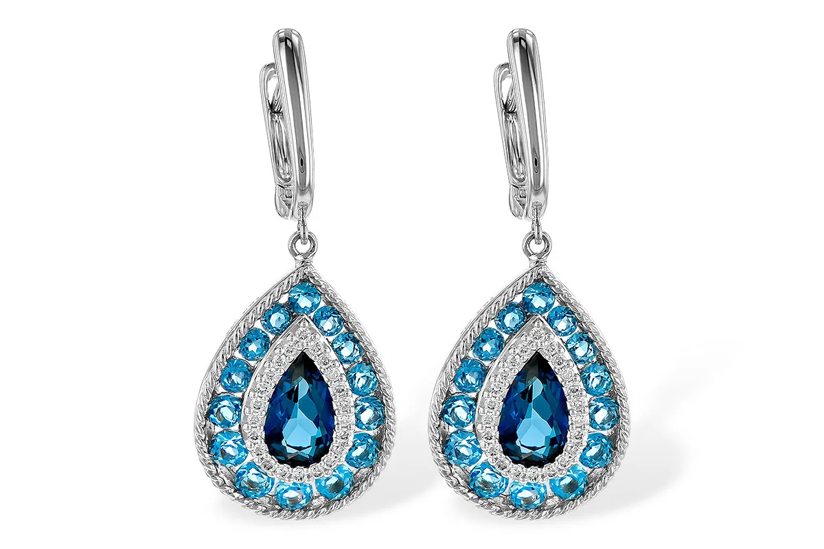 Blue Topaz Earrings in white gold