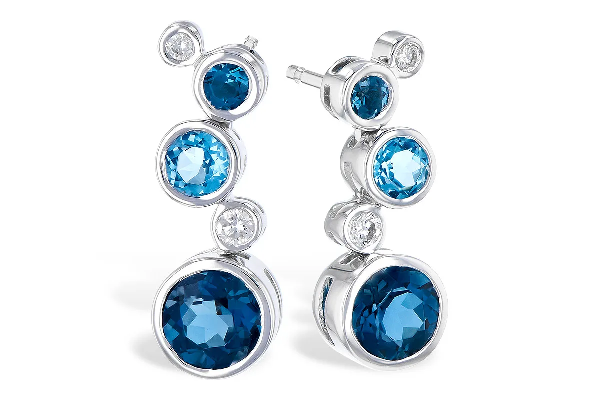 Blue Topaz Earrings in white gold