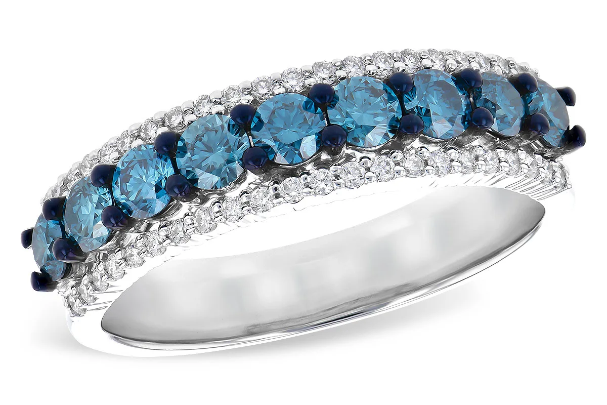 Diamond & Blue Diamond Anniversary Band in white gold