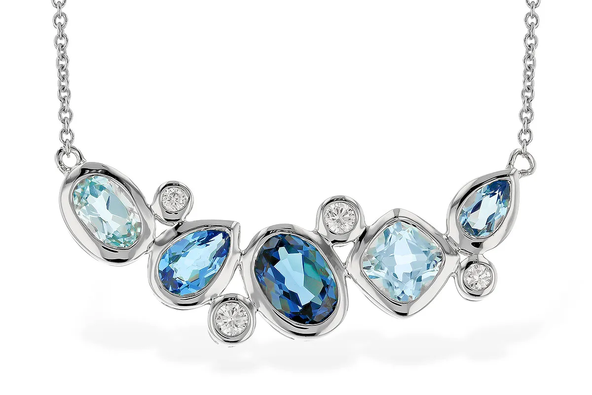 Blue Topaz Necklace in white gold