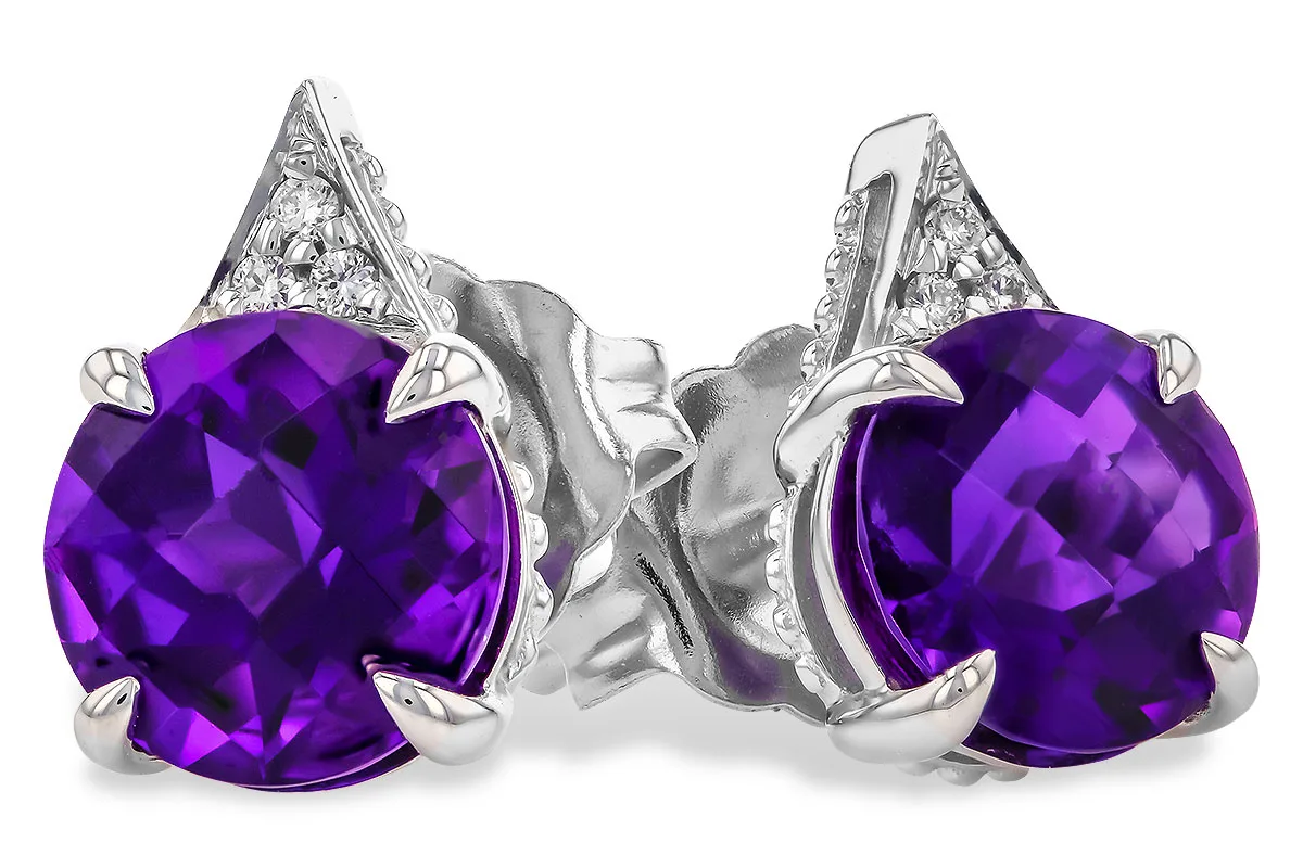Amethyst Earrings in white gold