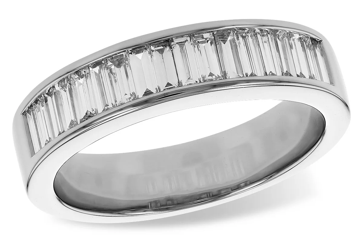 Diamond & Baguette Diamond Wedding Band in white gold