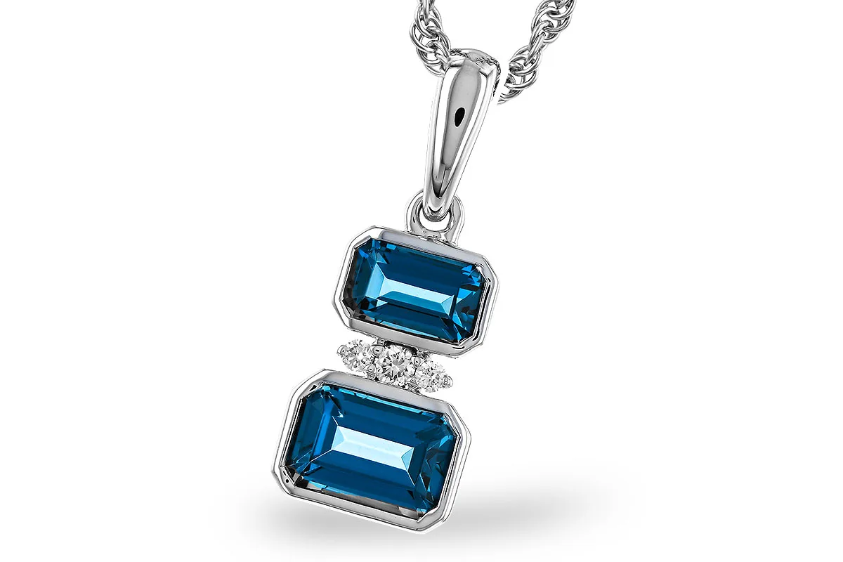 London Blue Topaz Necklace in white gold
