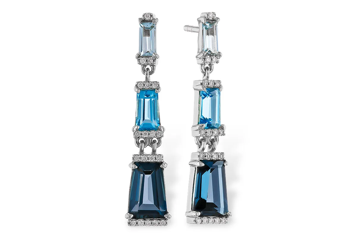 Blue Topaz Earrings in white gold