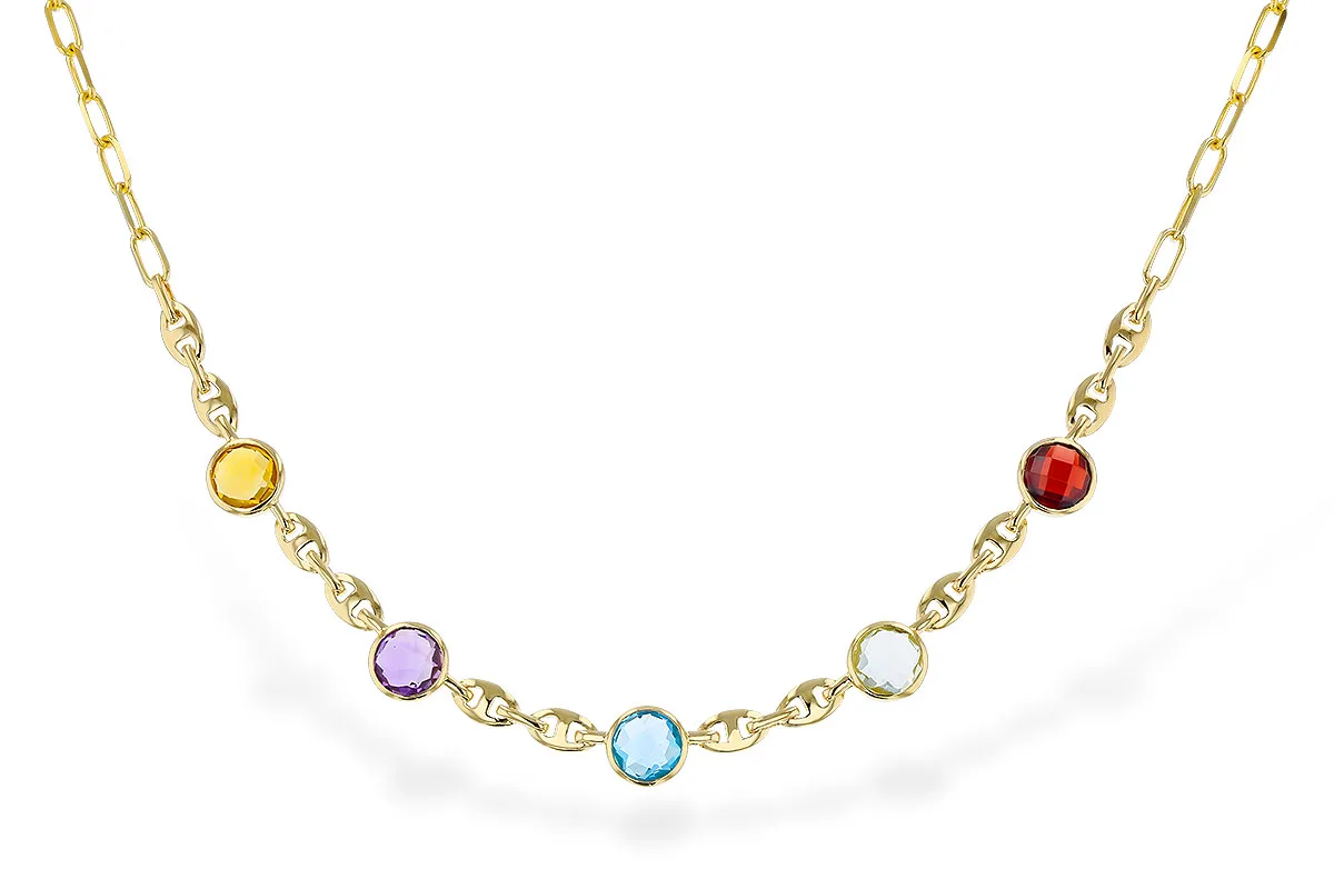 Semi-Precious Stone Necklace in yellow gold