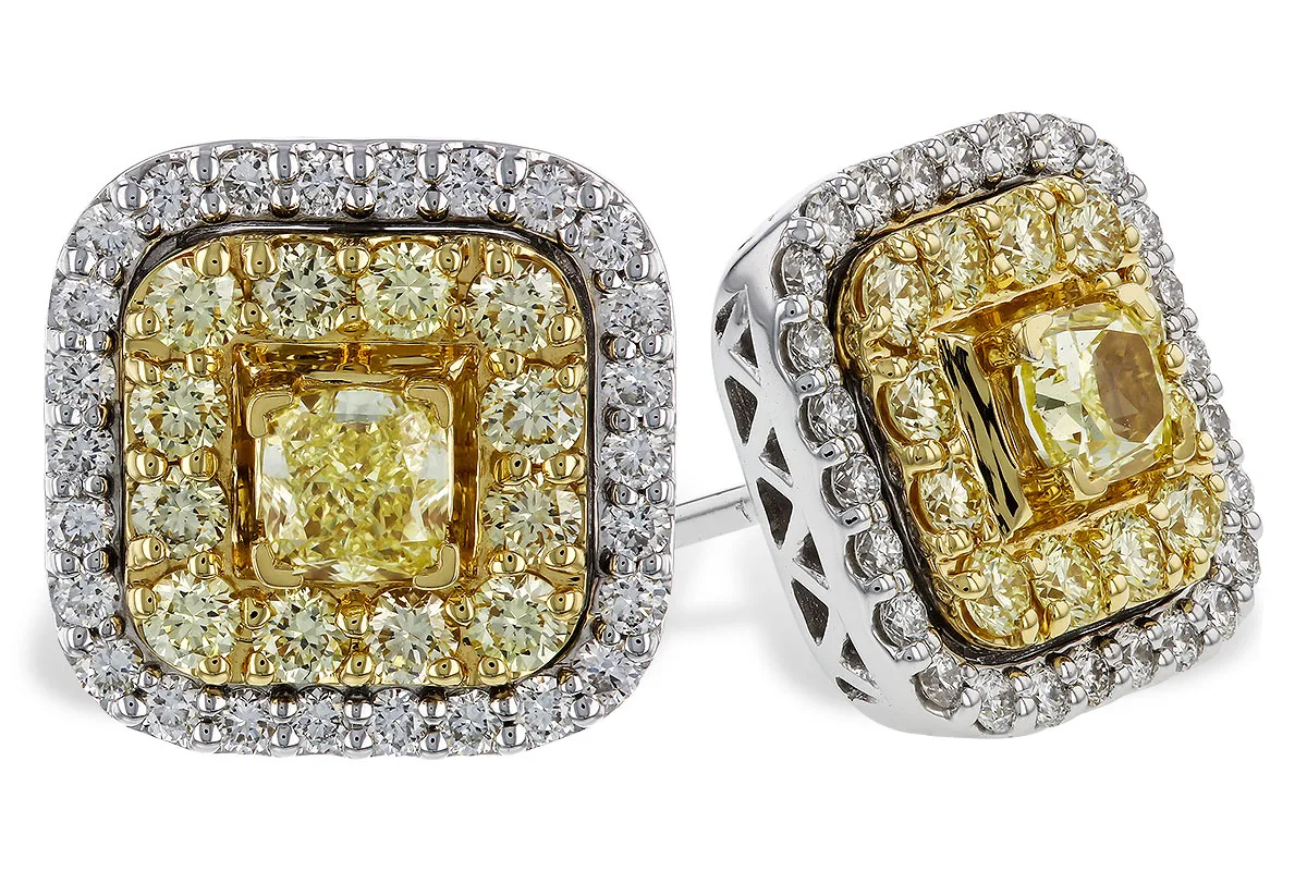 Yellow Diamond Fancy Earrings in yellow & white