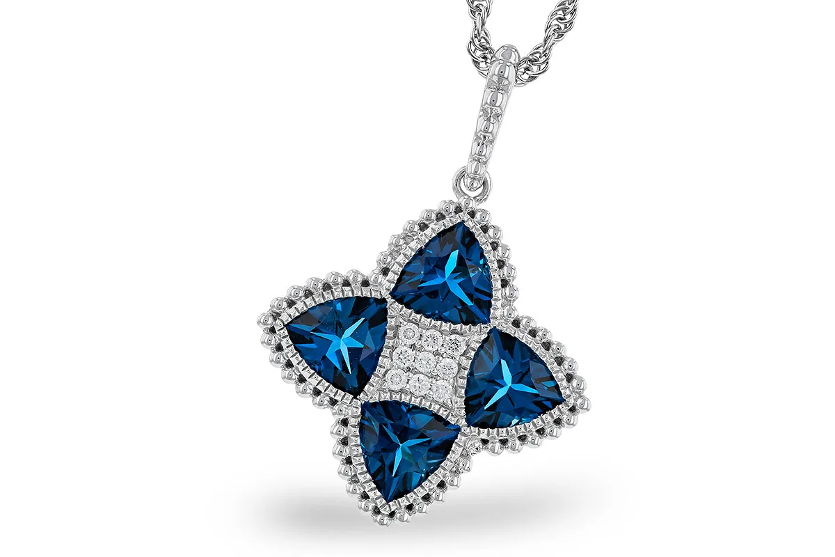 London Blue Topaz Necklace in white gold