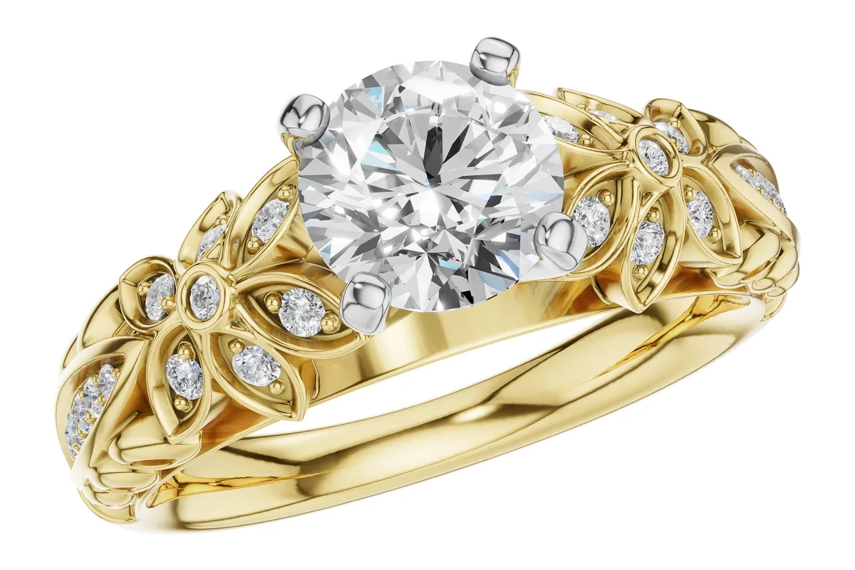 Diamond Semi-Mount Engagement Ring in yellow gold
