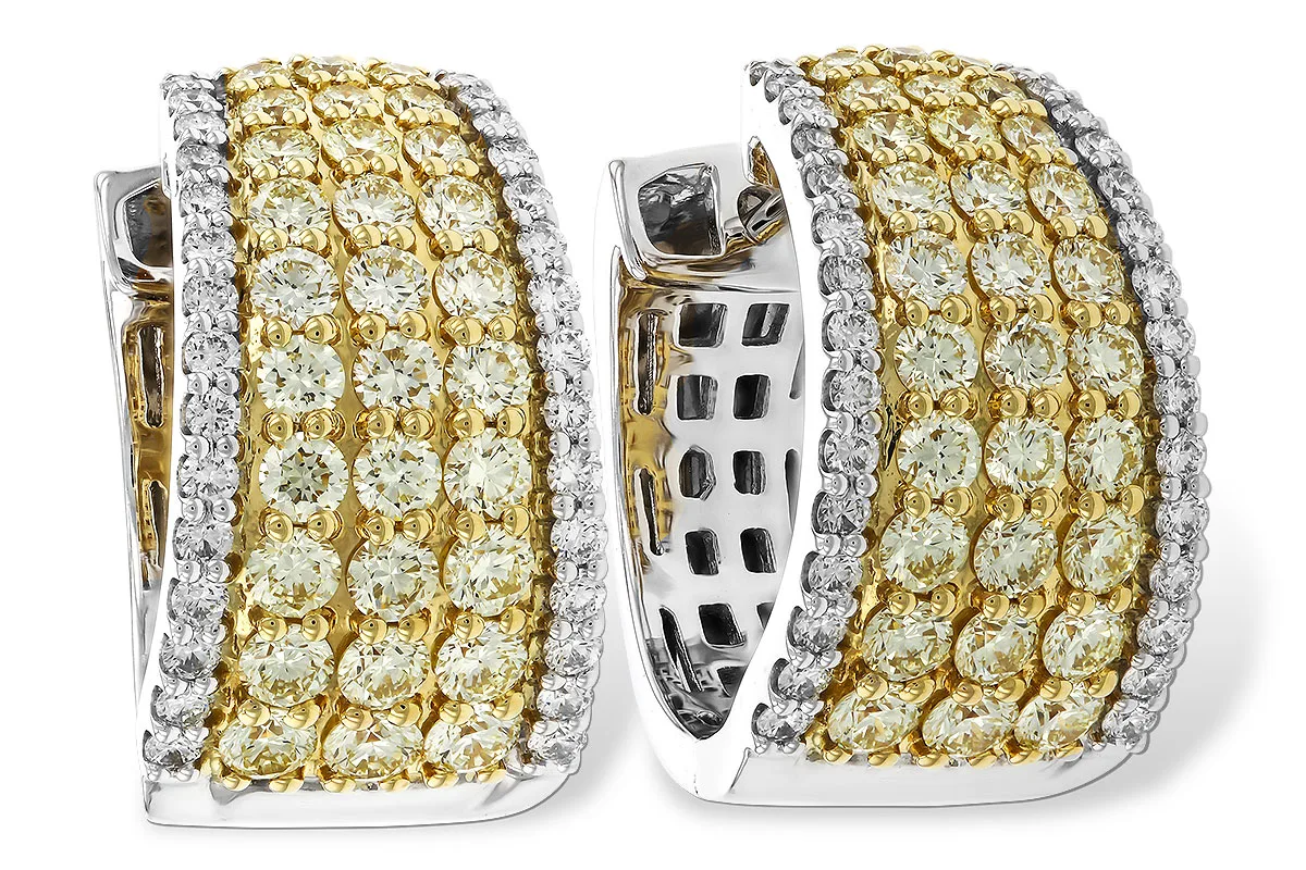 Yellow Diamond Earrings in yellow & white