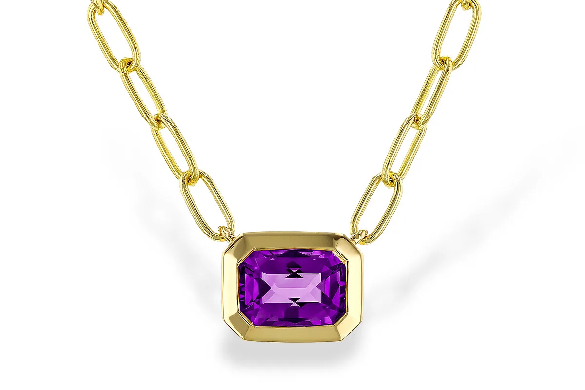Amethyst Necklace in yellow gold
