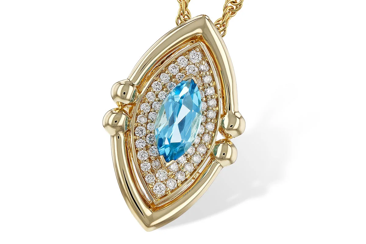 Blue Topaz Necklace in yellow gold