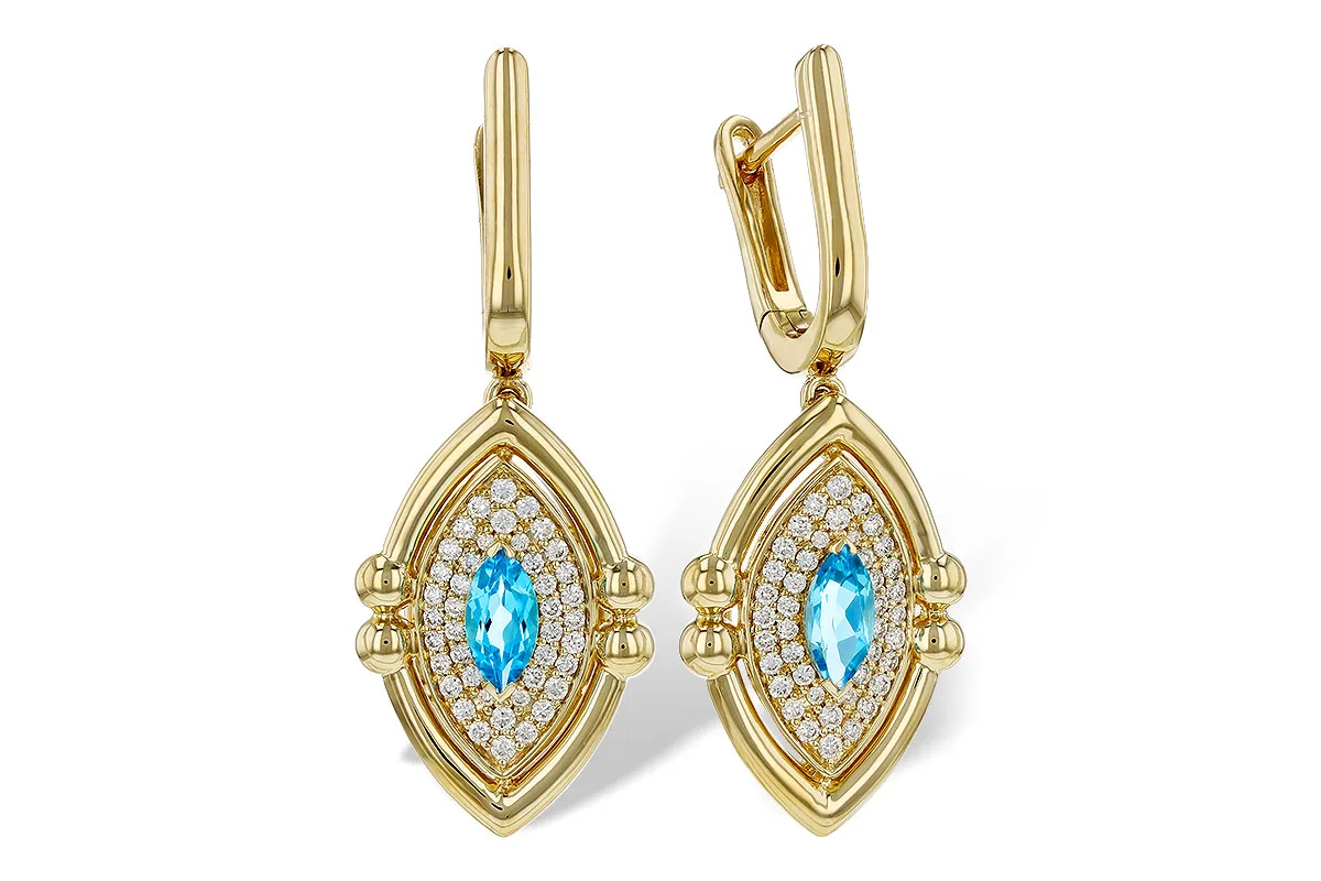Blue Topaz Earrings in yellow gold