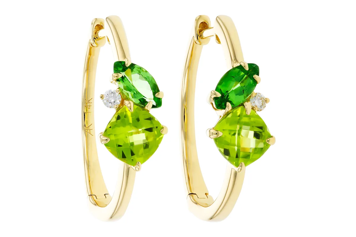 Semi-Precious Stone Earrings in yellow gold