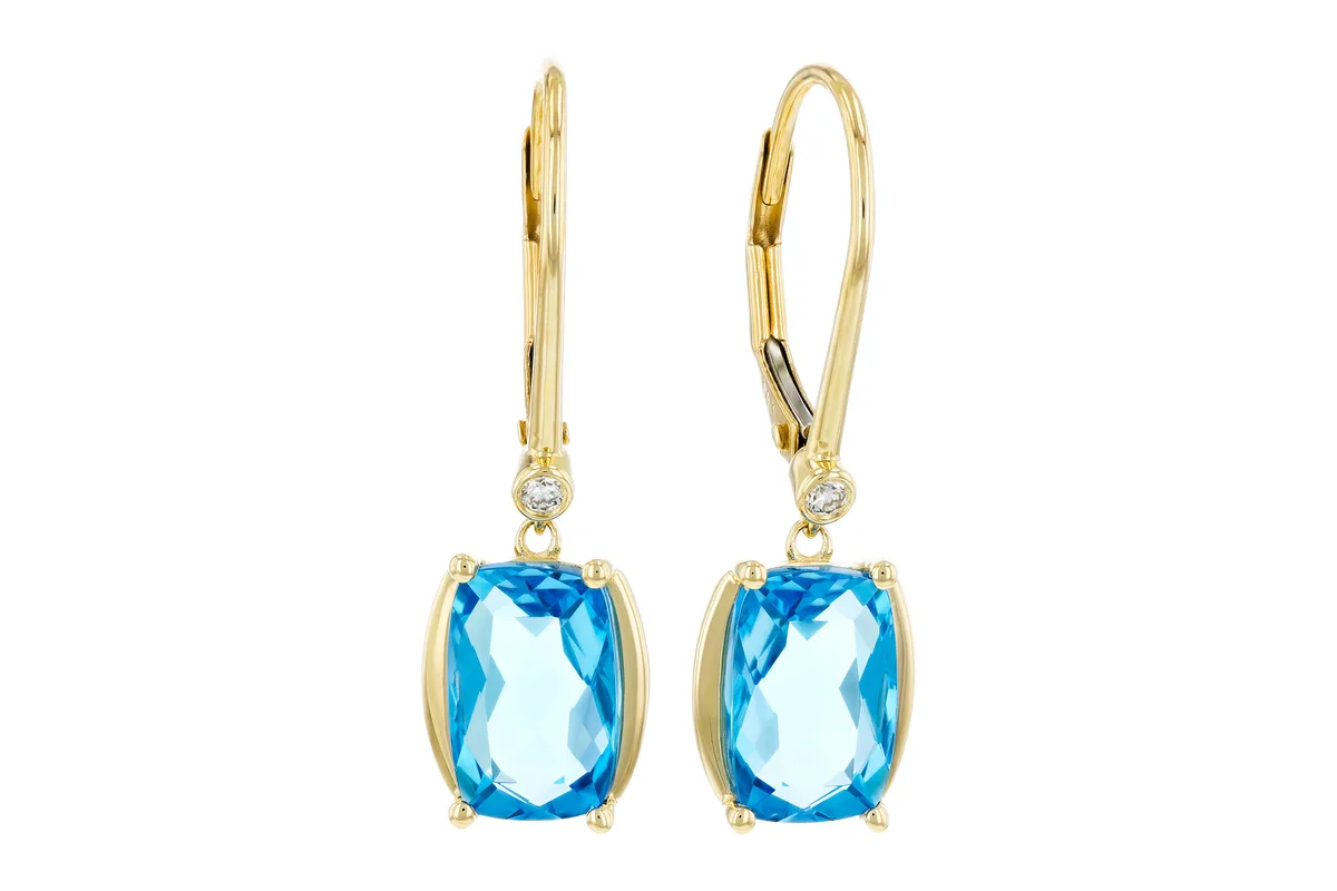 Blue Topaz Earrings in yellow gold