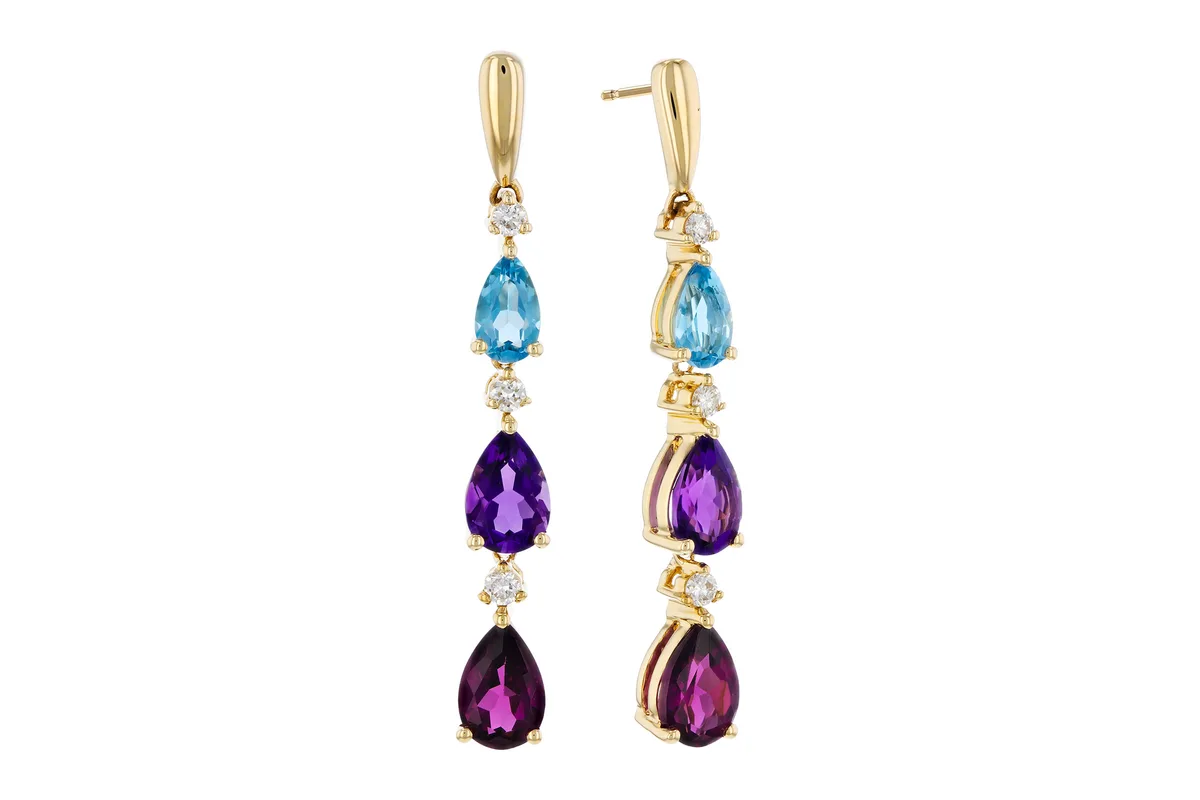 Semi-Precious Stone Earrings in yellow gold