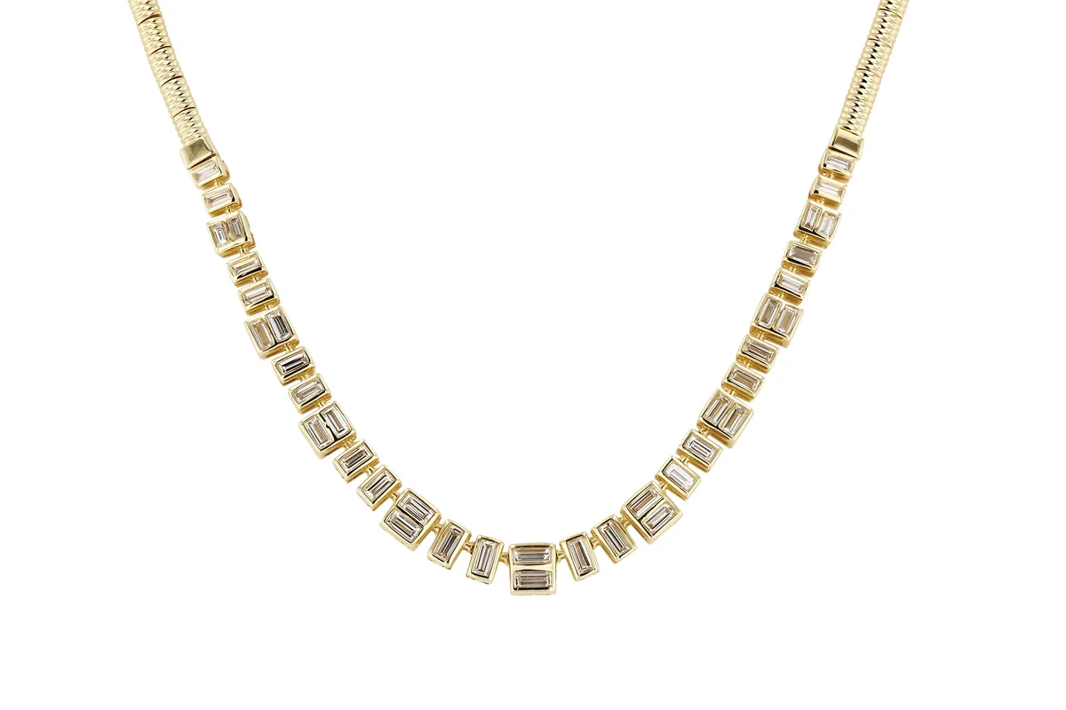 Baguette Diamond Necklace in yellow gold