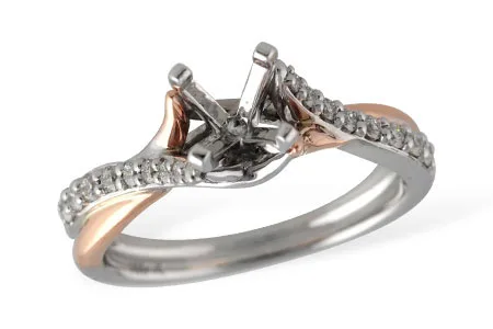 Diamond Semi-Mount Engagement Ring in two-tone (reversed)