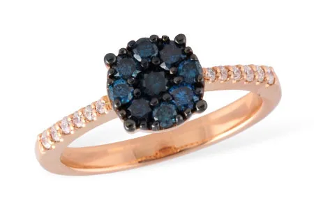 Diamond & Blue Diamond Ring in rose gold