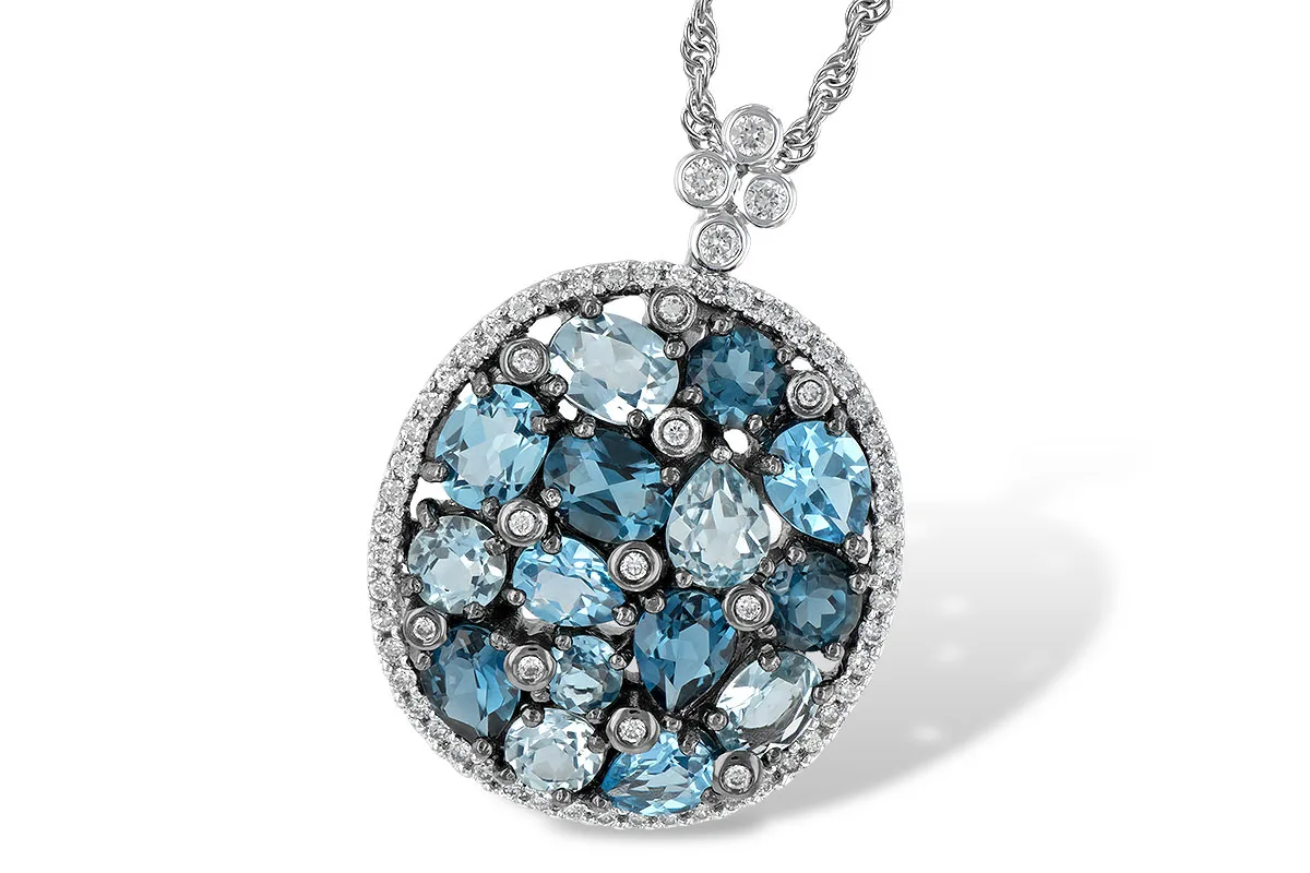 Blue Topaz Necklace in white gold