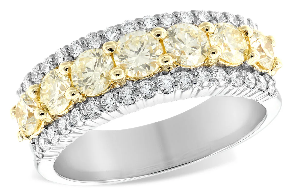 Diamond & Yellow Diamond Wedding Band in two-tone (reversed)