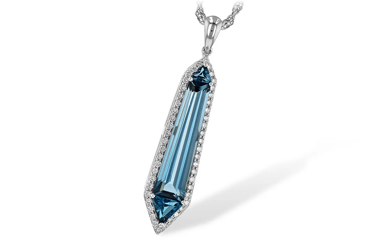 London Blue Topaz Necklace in white gold