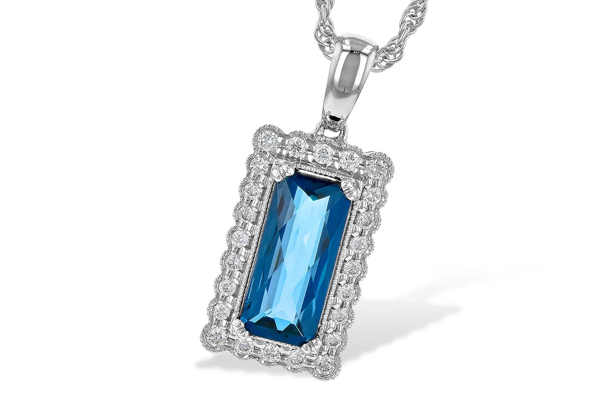 London Blue Topaz Necklace in white gold