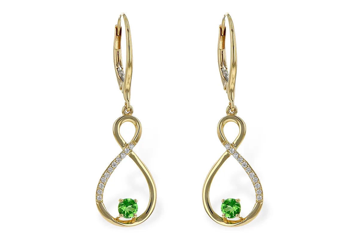 Green Garnet Earrings in yellow gold