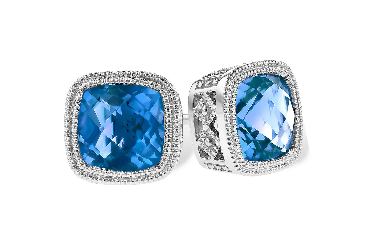Blue Topaz Earrings in white gold
