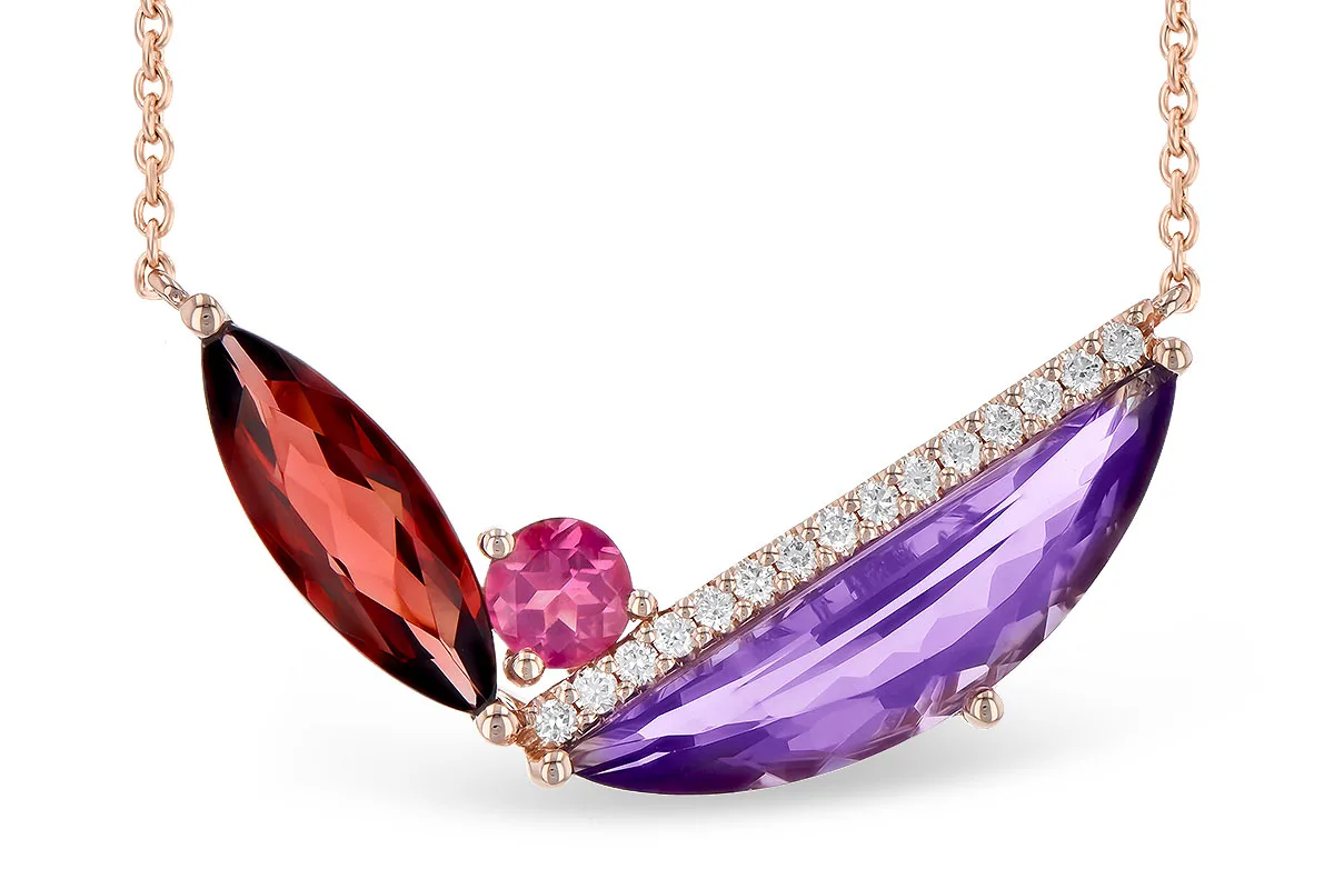 Semi-Precious Stone Necklace in rose gold