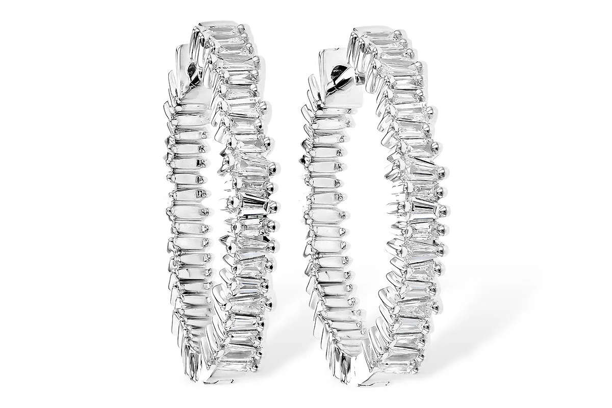 Baguette Diamond & Diamond Earrings in white gold