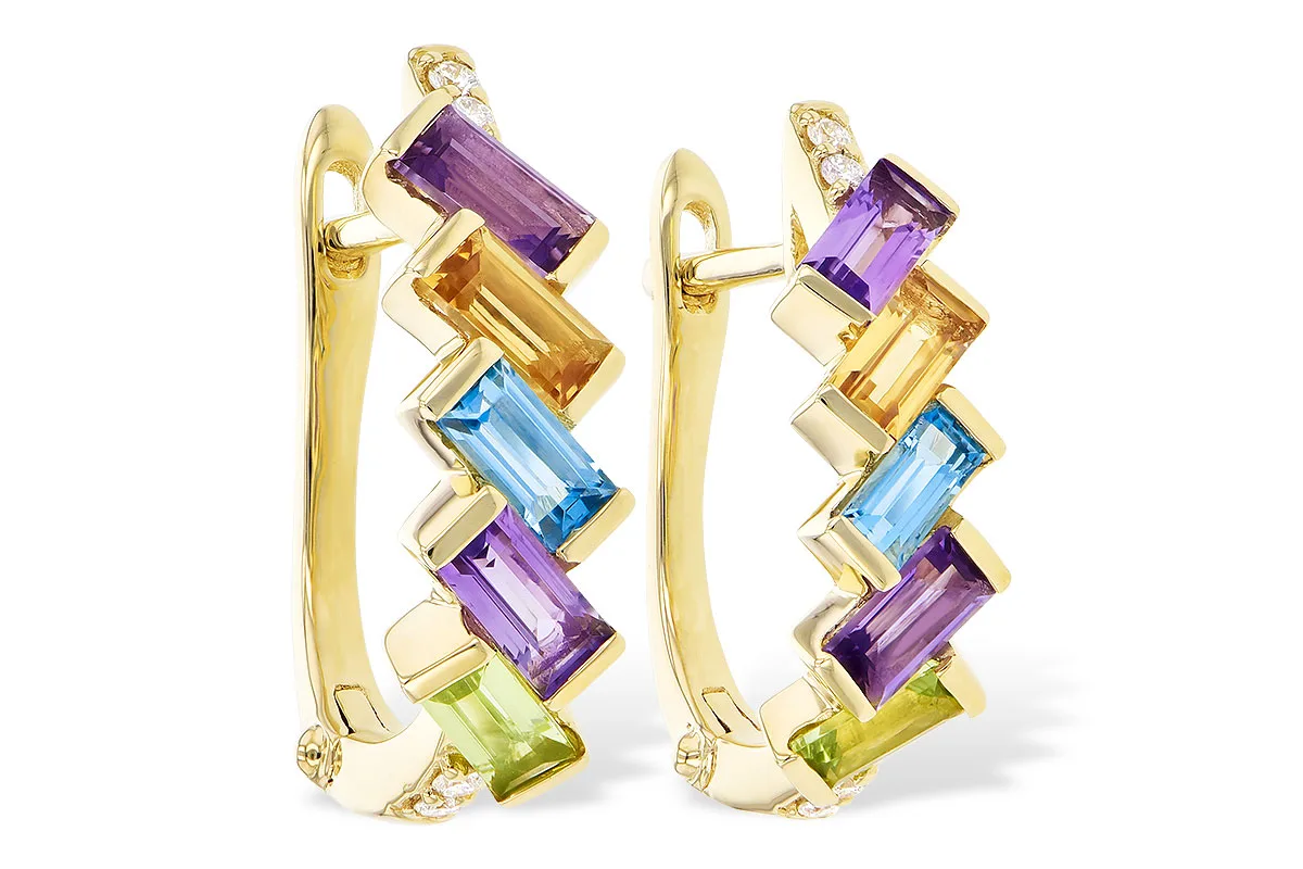 Semi-Precious Stone Earrings in yellow gold