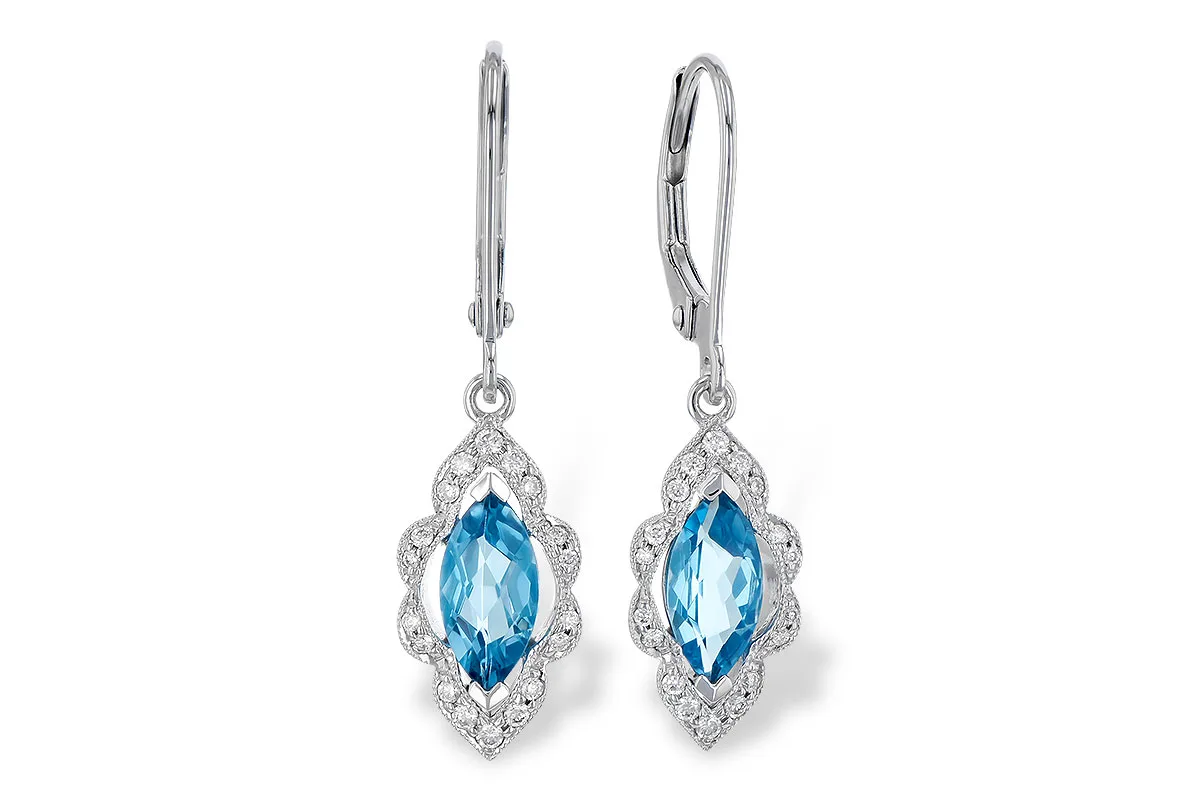 Blue Topaz Earrings in white gold