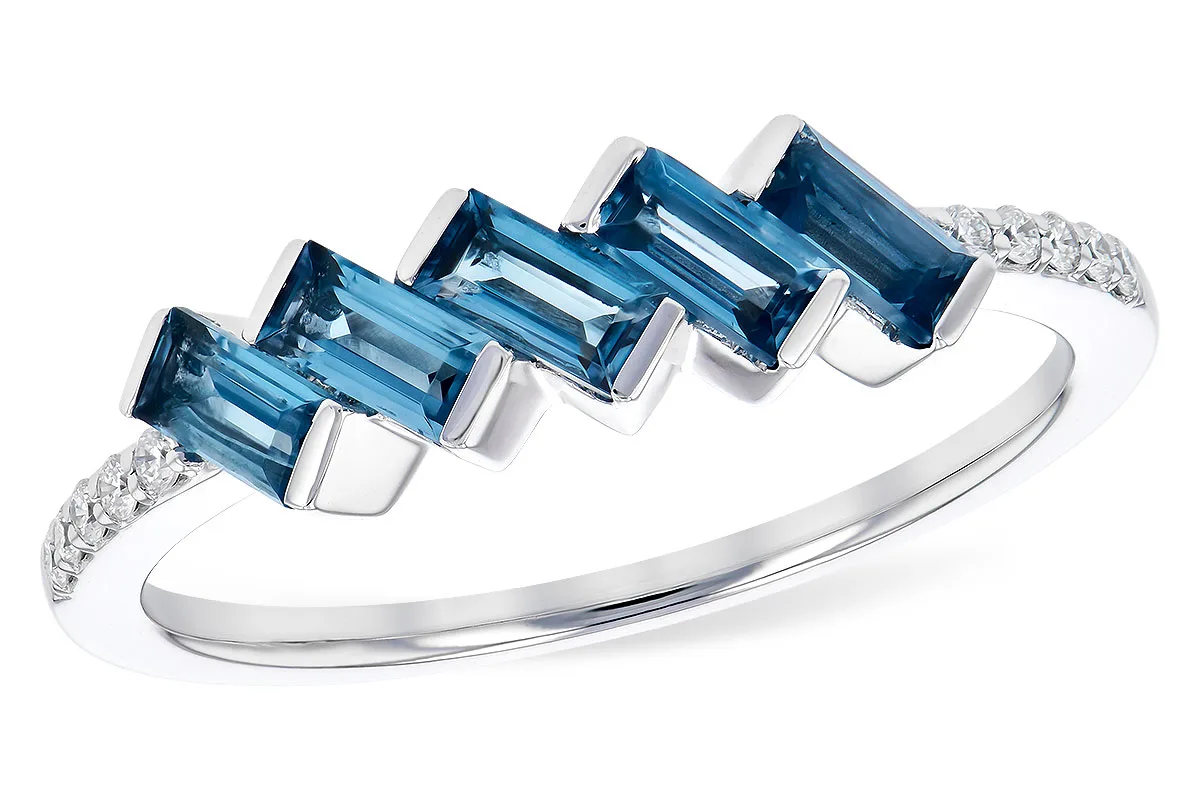 London Blue Topaz Ring in white gold