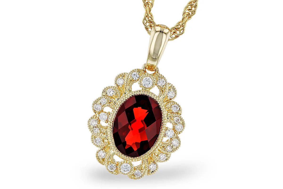 Garnet Necklace in yellow gold