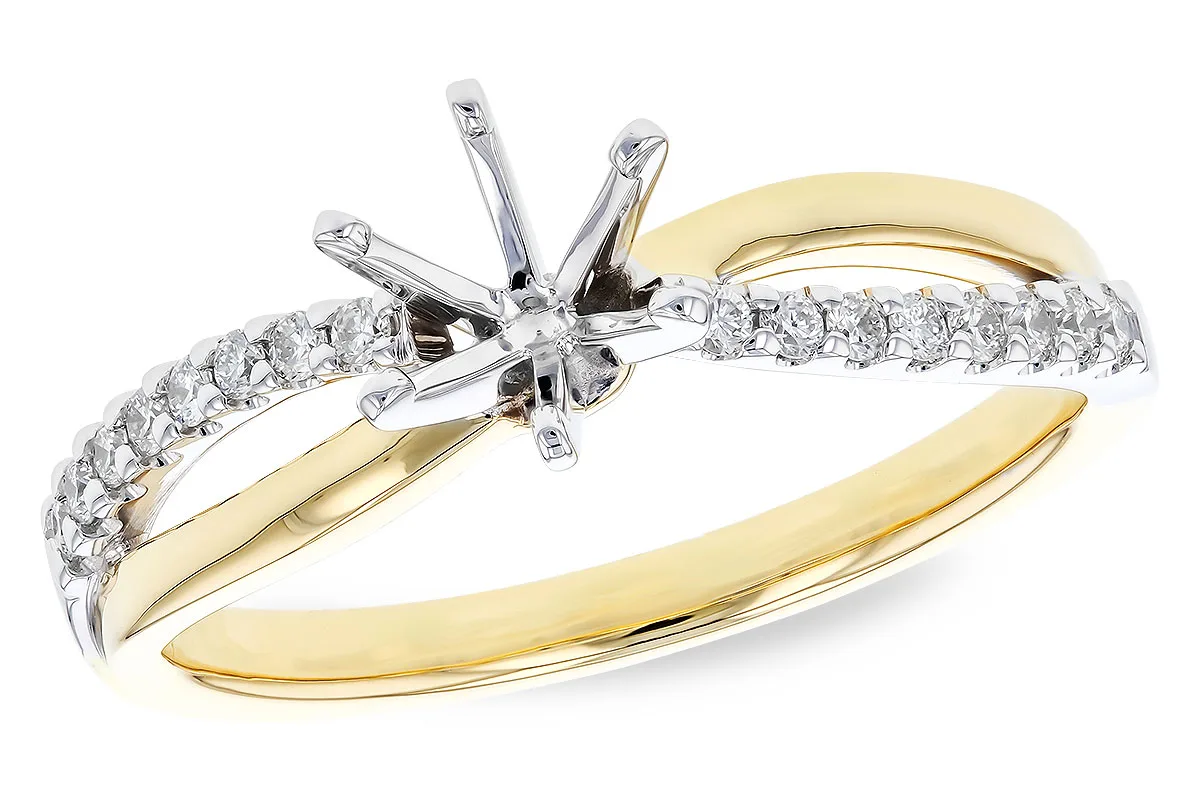 Diamond Semi-Mount Engagement Ring in yellow & white