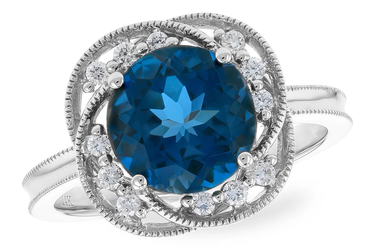 London Blue Topaz Ring in white gold