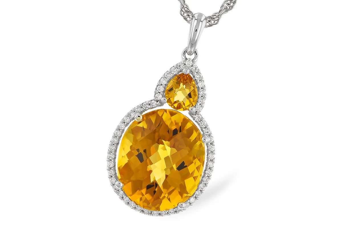 Citrine Necklace in white gold