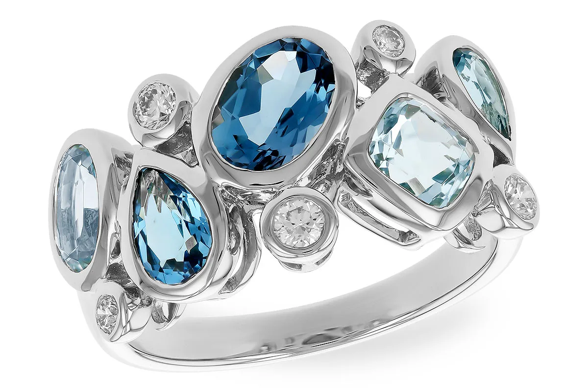 Blue Topaz Ring in white gold