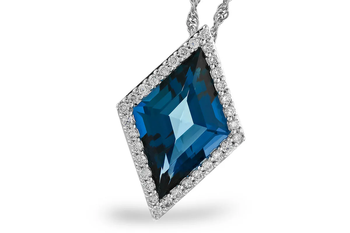 London Blue Topaz Necklace in white gold