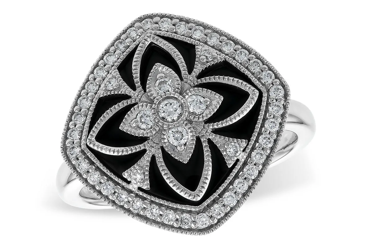 Diamond & Onyx Ring in white gold