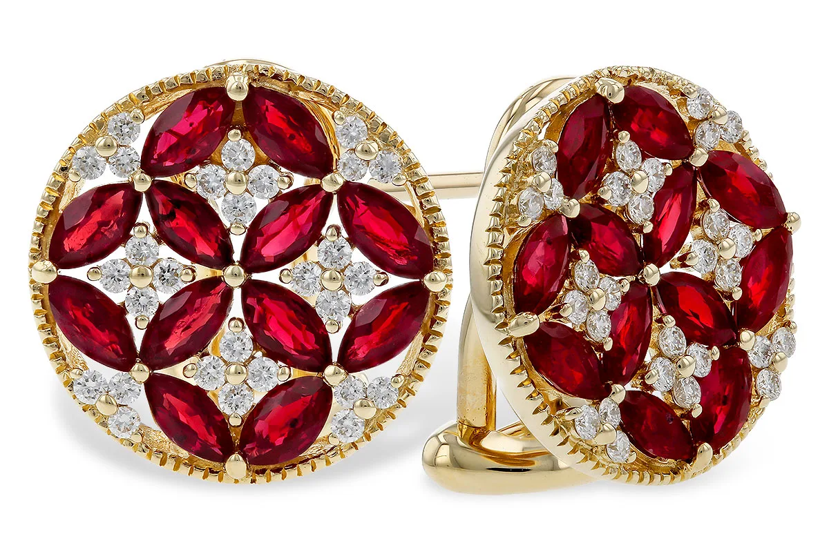 Ruby Earrings in yellow gold