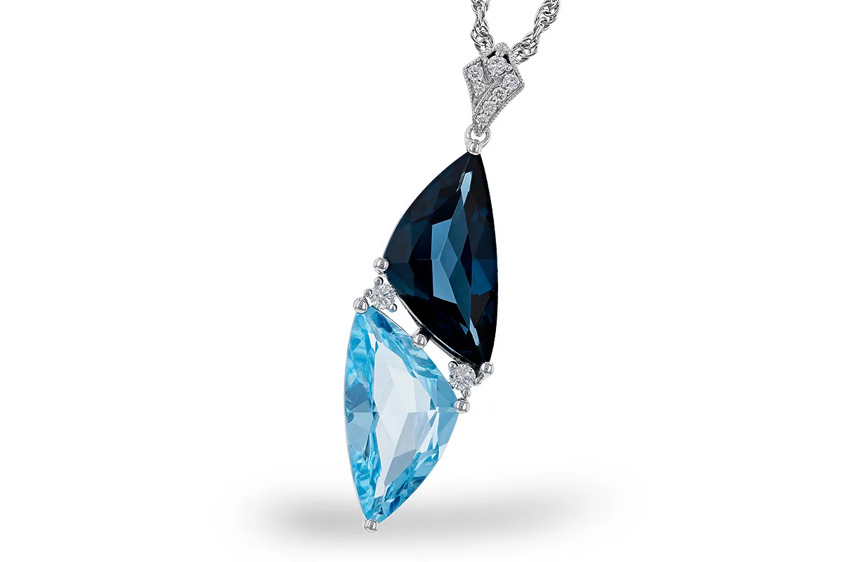 Blue Topaz Necklace in white gold